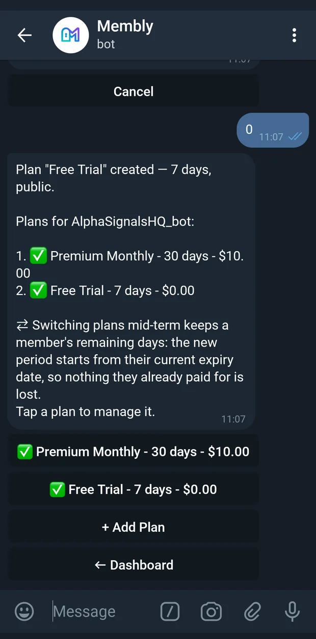 The plan list. A padlock marks a coupon-only plan.