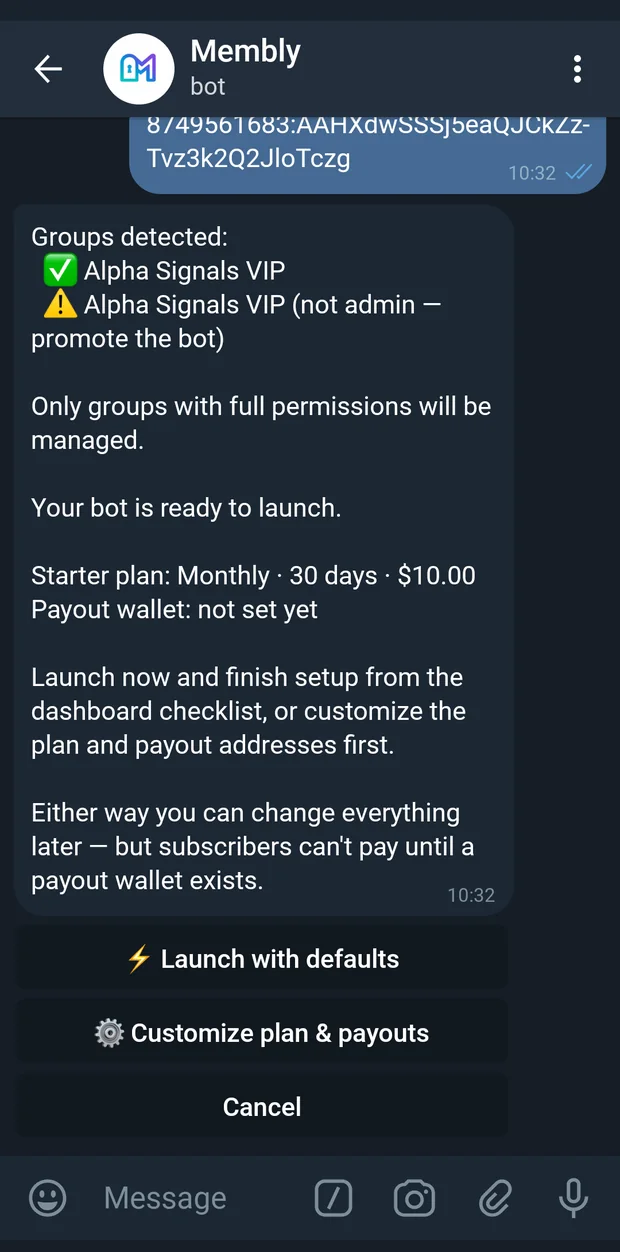 The wizard confirms the linked group and its permissions.