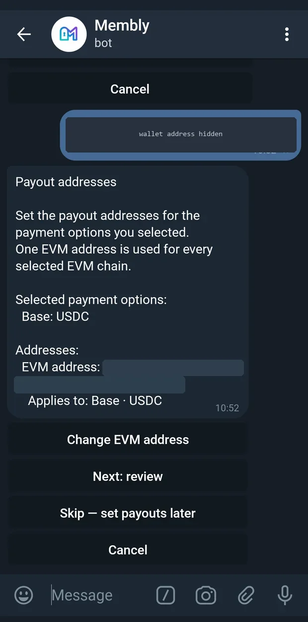 One EVM address covers every EVM chain you selected.