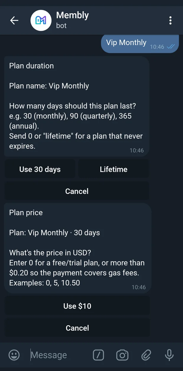 Setting the price. Zero means free; anything else must clear $0.20.